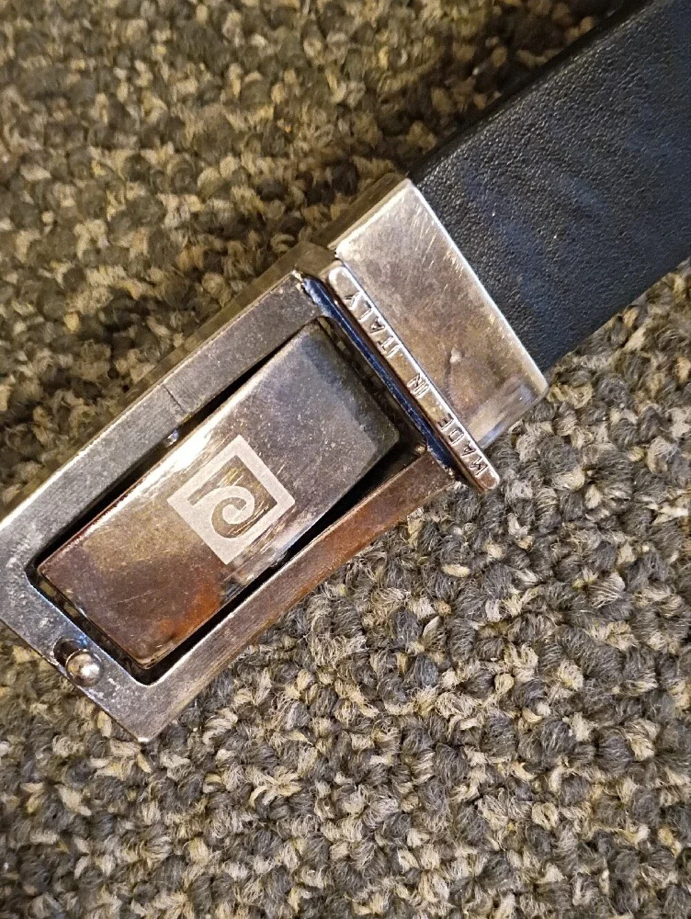 Pierre Cardin Reversible Black And Brown  Leather Belt with Silver-Tone Buckle